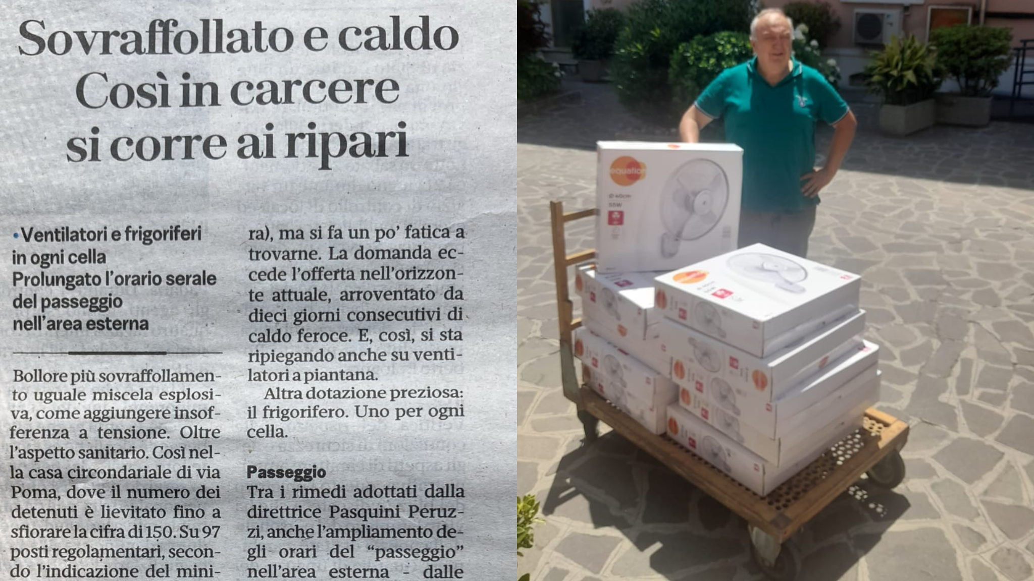 Hike dona ventilatori e un sistema di nebulizzazione alla casa circondariale di via poma