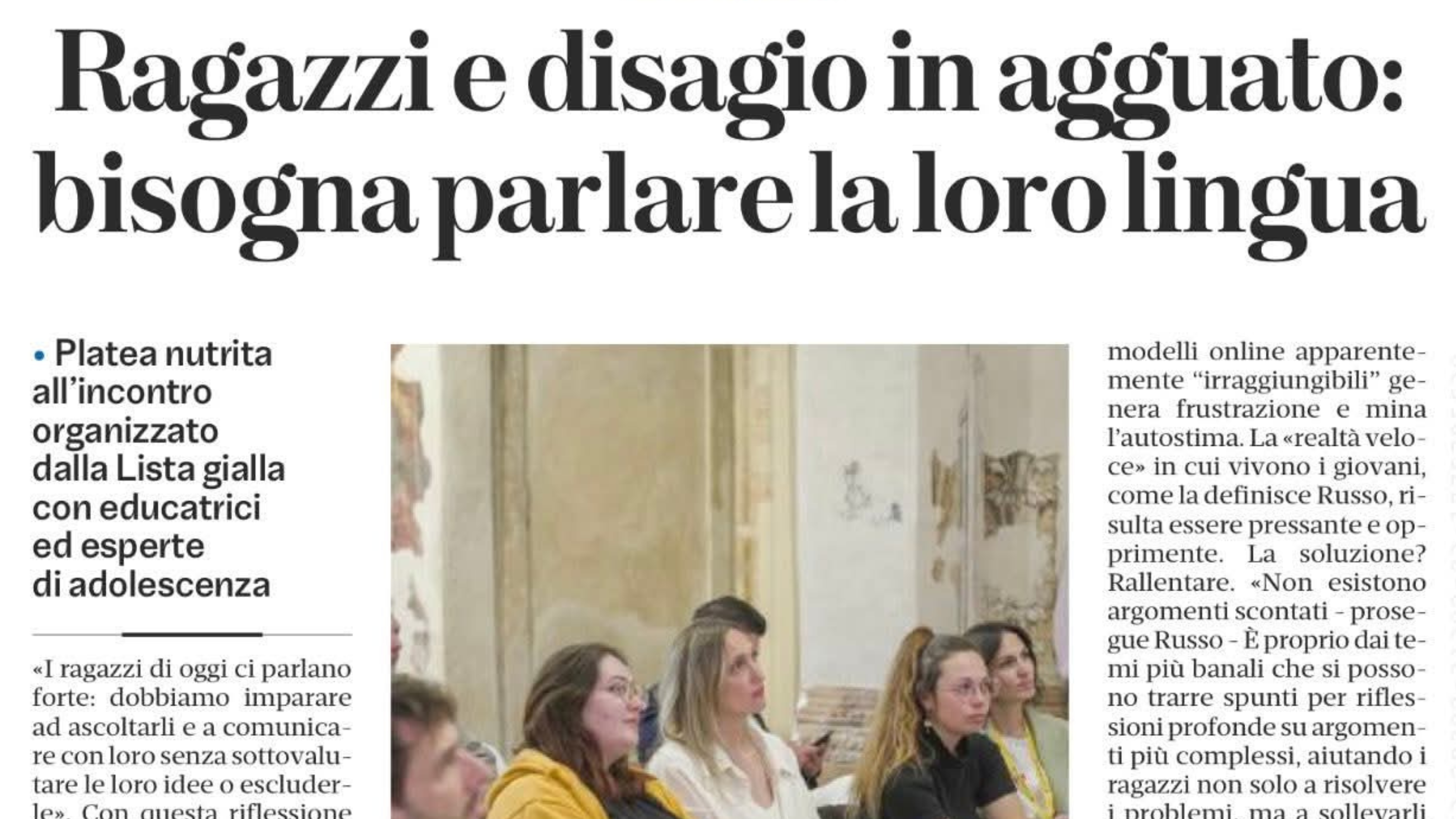 Conferenza ADOLESCENTI Lista Gialla